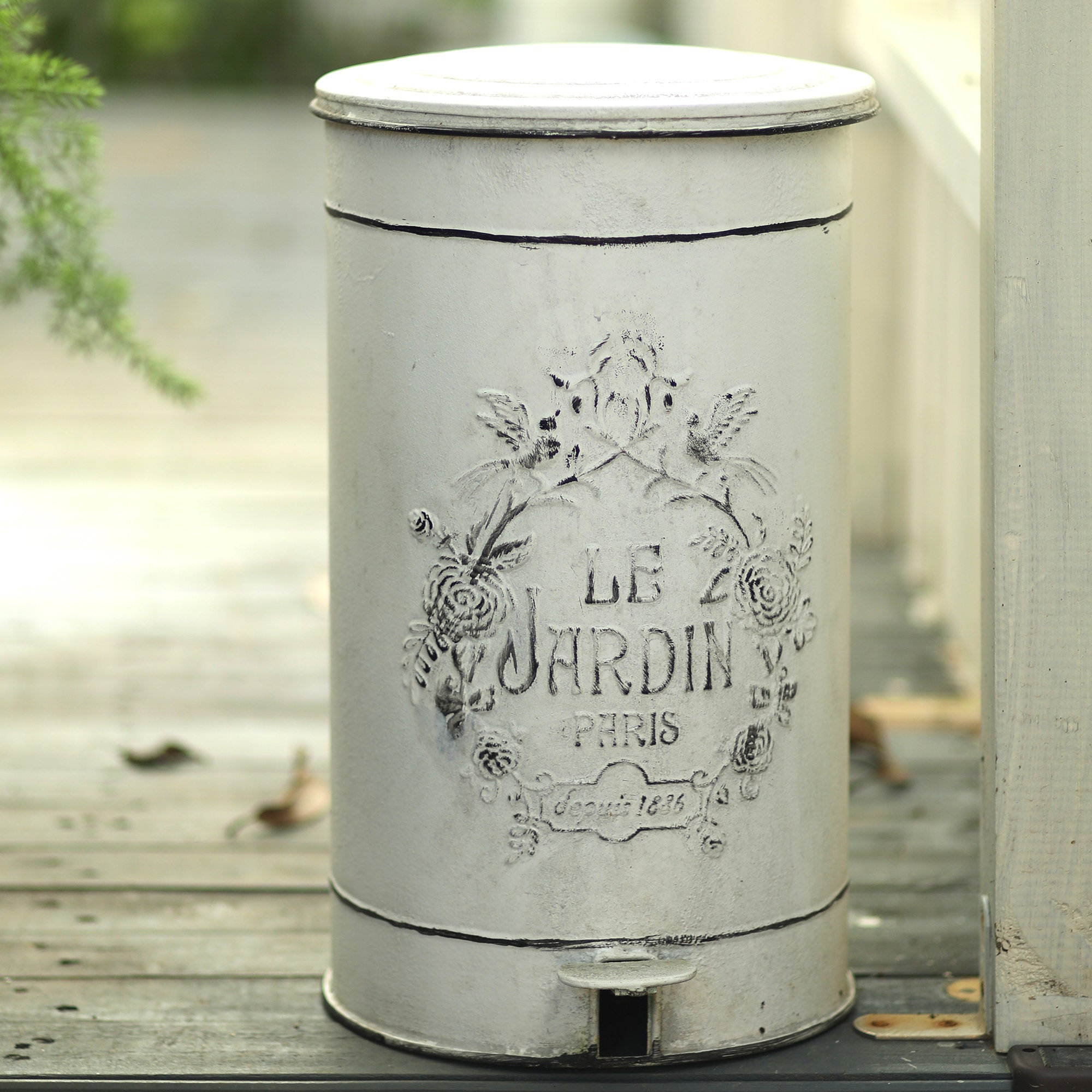 SEVENSTAR　TRASH CAN  VINTAGE Vintage Galvanized Steel Trash 20 Gallon Silver Round Shape